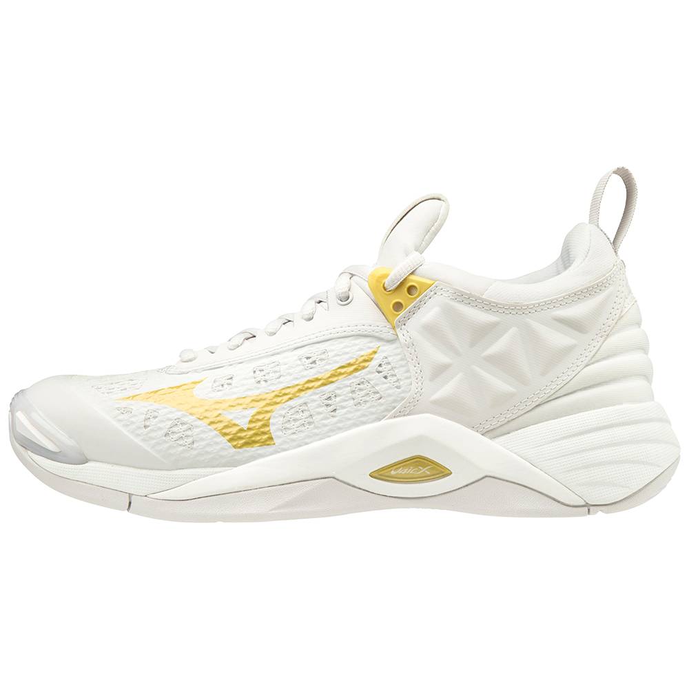 Zapatillas Voleibol Mizuno Wave Momentum Mujer Blancas/Doradas Outlet EYKO-91750